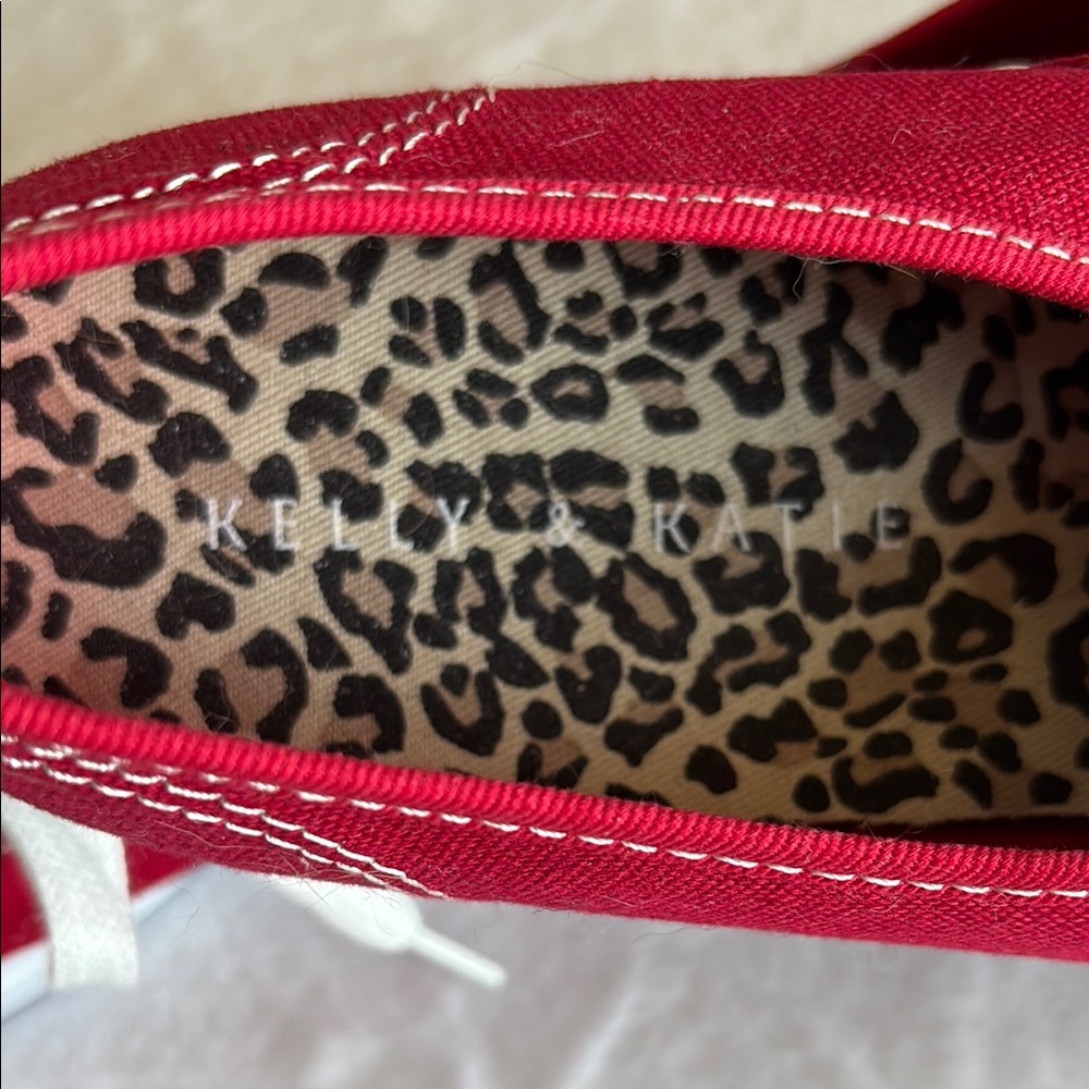 Kelly & Katie Red and White Canvas Sneakers - Picture 2 of 7
